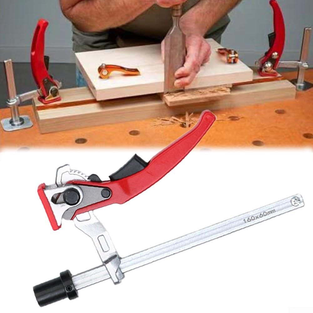 Ratschen-Holzbearbeitungsklemme für sofortiges Klemmen, kompatibel mit 3/4-Zoll-Hundelöchern (16 mm)