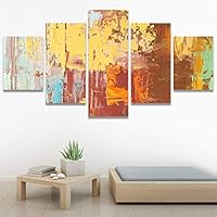 SIGNWIN 5 Panel Canvas Wall Art Modern Art Contemporary Digital Art Dramatic Geometric Multicolor Patterns for Home Decorations Ready to Hang - 60
