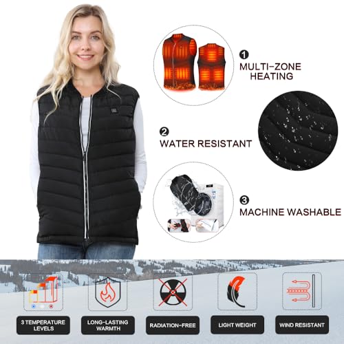 Heated Vest for Men Women, USB Rechargeable Electric Heating Vest with Battery Pack Included3