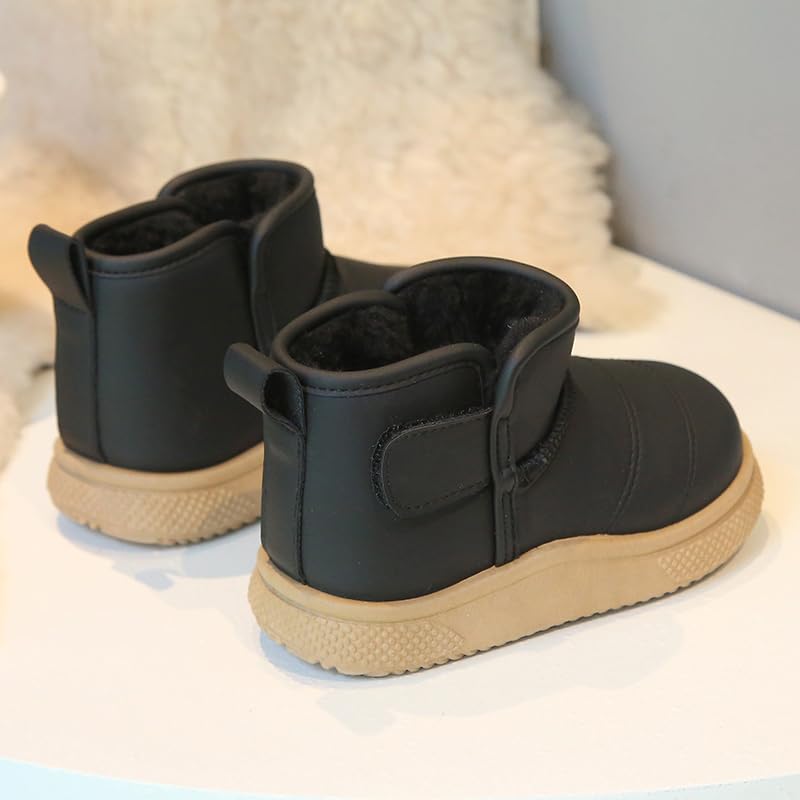 Toddler Winter Snow Boots, Fur Lined Ankle Boots, Slip-on Style, Beige4