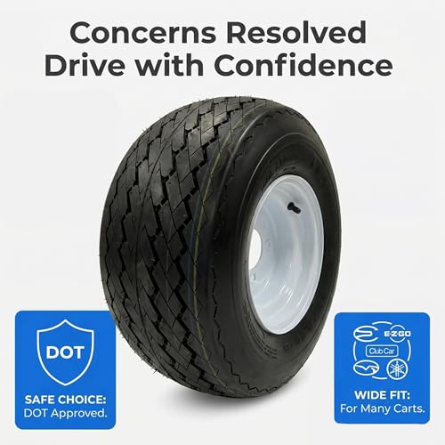 Image of eCustomrim 2-Pack Golf Cart Tires On Rims 18-850-8 18X8.50-8 White 4 Lug