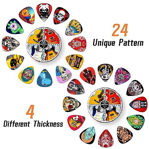Guitar Picks 24 Pack, Thin, Medium, Heavy Plectrums, Personalised, Mix-3 (0.46mm, 0.71mm, 0.96mm, 1.2mm) - Image 3