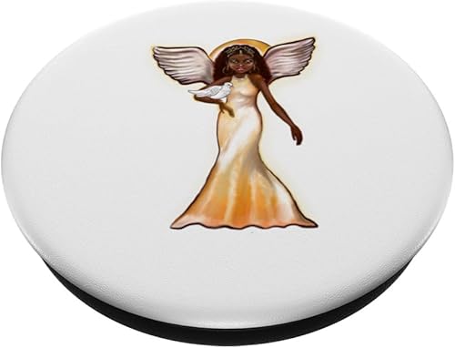 Miniatura 2 de Angel and dove black angel of peace Afro hair peace and love PopSockets Standard PopGrip
