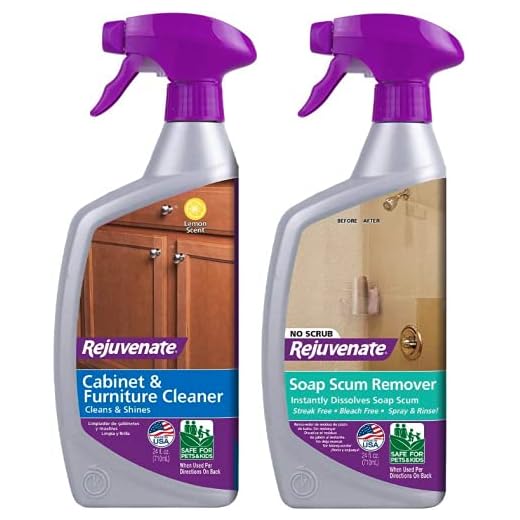 Rejuvenate Cabinet and Furniture pH Neutral Streak and Residue Free Cleaner Cleans Restores Protects & Scrub Soap Scum Remover Toxic Non-Abrasive Cleaning Formula-Spray and Rinse – 24 Ounce, 24-Ounce