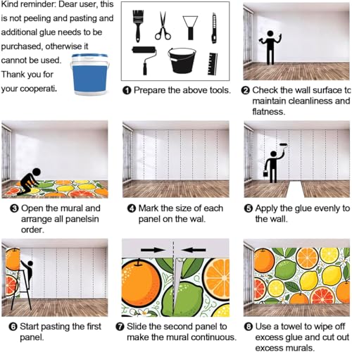 Papier peint citrons oranges pour cuisine et salon moderne 200x140 cm - 8