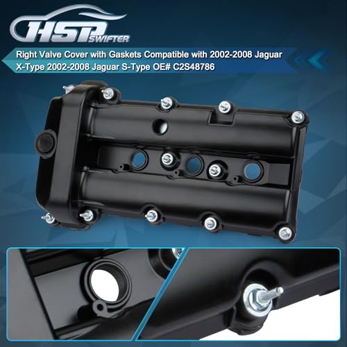 Image of Right Valve Cover with Gaskets Compatible with 2002-2008 Jaguar X-Type 2002-2008 Jaguar S-Type OE C2S48786