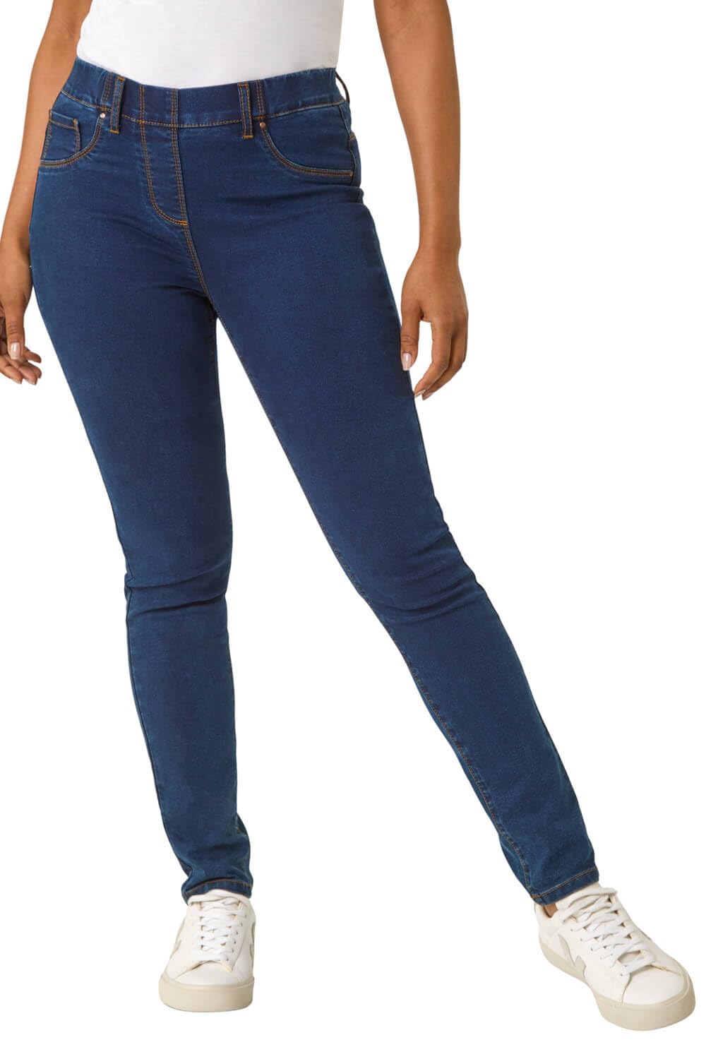 Roman Petite Stretch Denim Elastic Waist Jegging - Women's Size 10 - Indigo