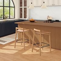 Jennifer Taylor Home Sven Set of Two 26.5" Modern Minimalist Low Back Wood Counter Stools, Natural Blonde Ash Wood
