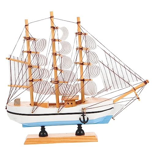 OUNONA Mediterranean Style Wooden Sailboat Model Decor Nautical Tabletop Decoration for Home Office Unique Present for Sailing Enthusiasts Lightweight Design Random Color