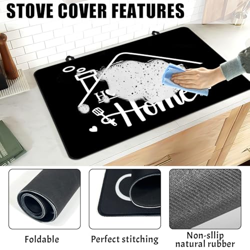 Image of Stove Top Cover for Electric Stove 28 inchx 20 inch, Home Sweet Home Heat Resistant Glass Top Stove Cover Protector, Glass Cooktop Covers, Kitchen Flat Stove Top Covers for Electric Stove