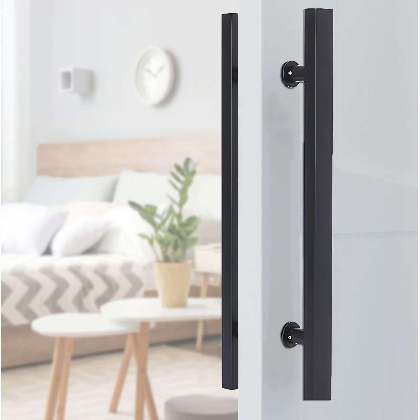 GYRAZXS Black Sliding Barn Door Handles 39.2" Flush Hardware Set for Home & Commercial Gates Interior & Exterior Door Pulls Durable and Stylish Design
