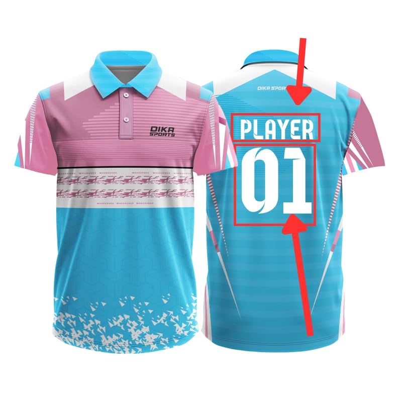 Dika Sports Custom jerseyCricket t-Shirt Breathable Cricket Jersey Printed | 2 Year to 5XL