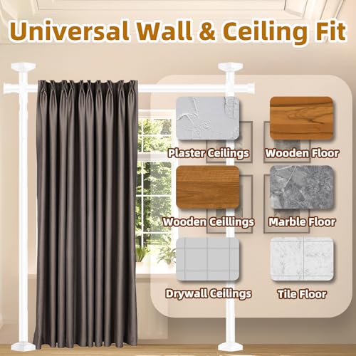 Image of Room Divider Curtain Rod for Wide Space Room Separation,4-10ft(H) 28-209inch(W) Wall Divider for Room Separation, Heavy Duty Room Partition Separator, Adjustable Folding Privacy Screens,White