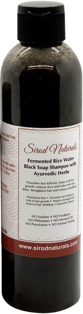 Fermented Rice Water Black Soap Shampoo with Ayurvedic Herbs Blend