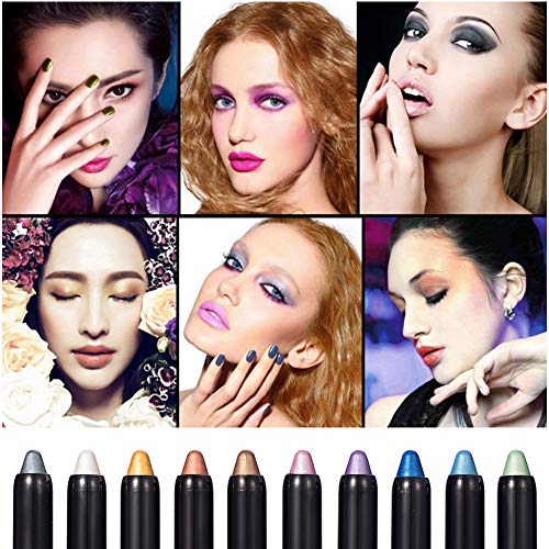 Nuonove Eyeshadow Stick Waterproof Eyeshadow Eyeshadow Glitter Eyeshadow Pencil Ultra Pigmented Makeup Eye Shadow Powder Long Lasting Eye Shadow Pen Set 10 Colors #TOP4