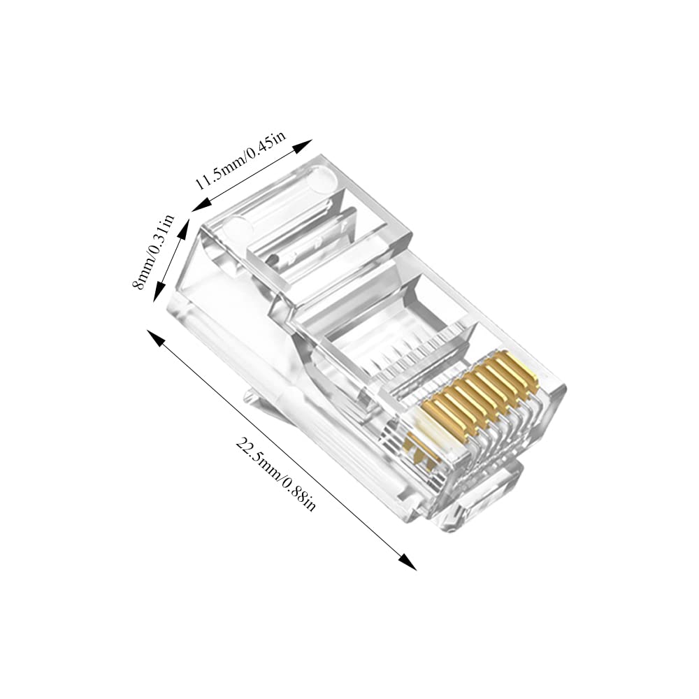 YouMen 100 Pack RJ45 CAT6 RJ45 Modular Plugs RJ45 Plug 8P8C for Solid or Stranded UTP