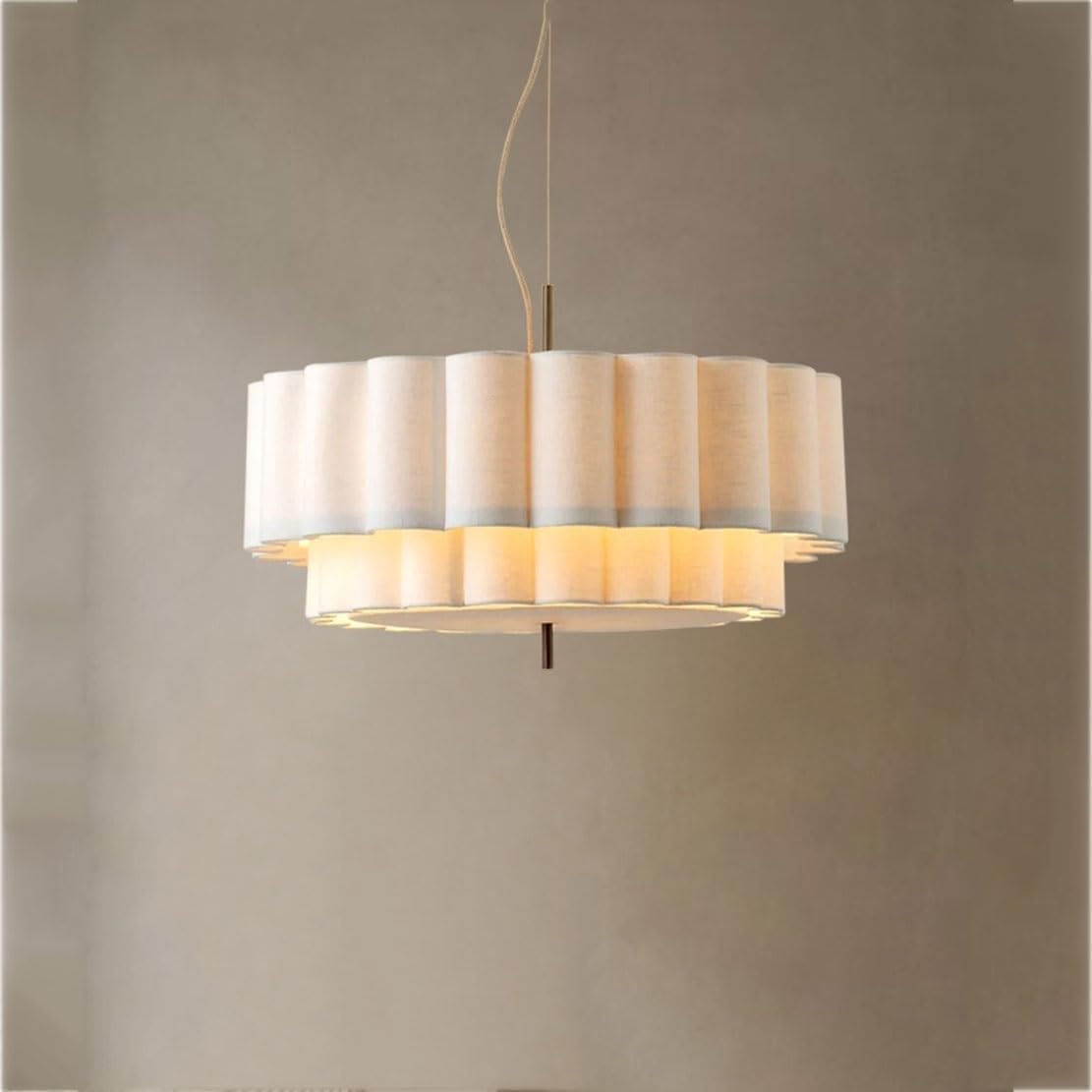 Suspension à plusieurs niveaux en tissu crème et blanc moderne avec hauteur réglable 45 cm