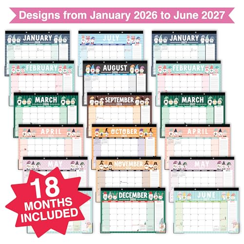 Image of Hadley Designs Large Teacher Desk Calendar 2026-2027 - Desktop Calendar 2026, 18-Month Academic Desk Calendars for School, Home & Office, Cute Classroom Must Haves, Back to School Teacher Gifts