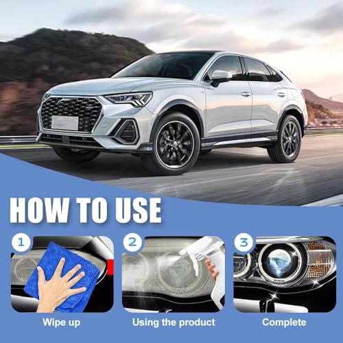 2025 Automotive Headlight Restoration Kit,Headlight Cleaner for Cars,Headlight Refurbishing Kit,Headlight Refurbishing Agent with Headlight Protective Agent,Towel,Sponge - Image 4