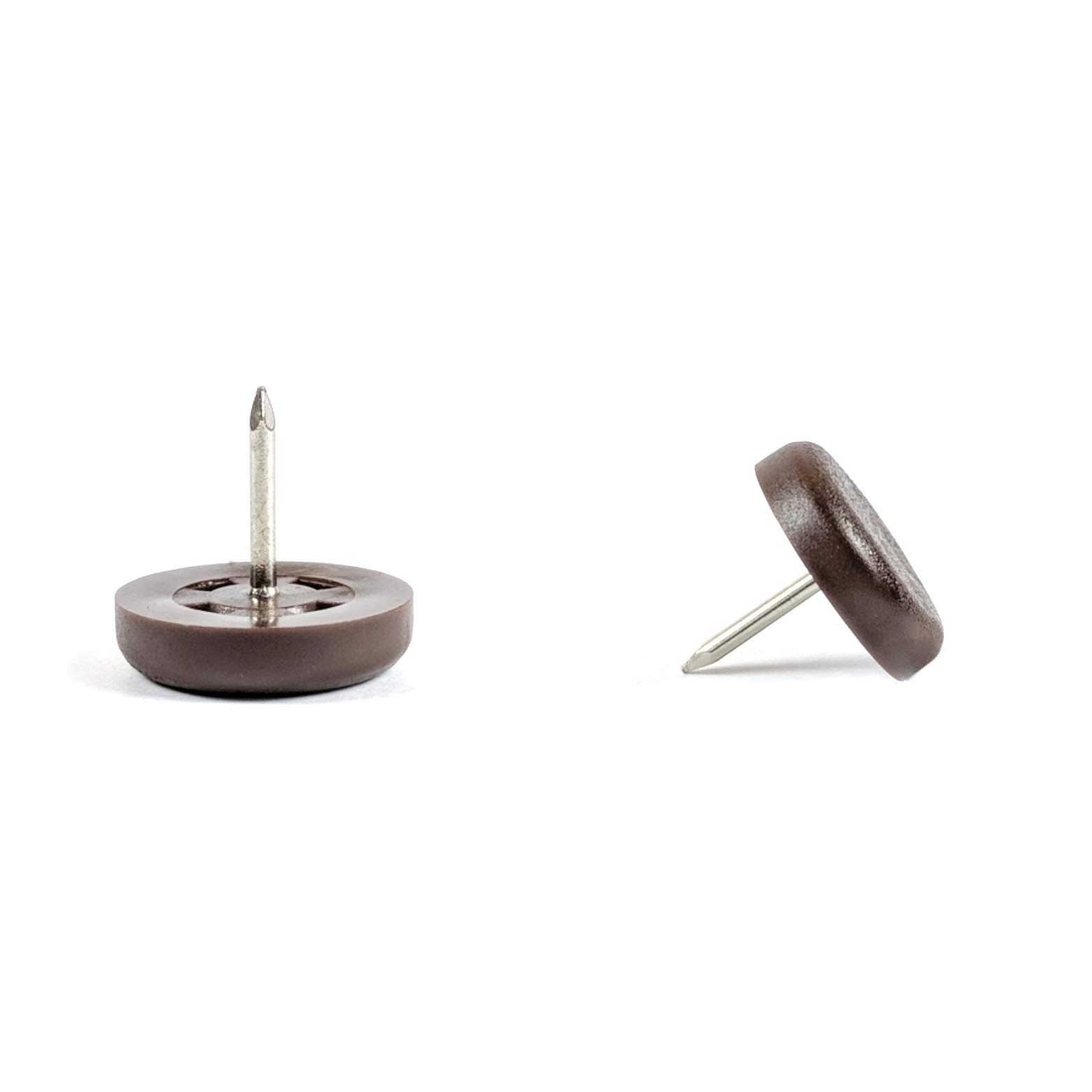 Furniture Sliders - Nail-in Plastic Premium Quality Glides (Brown - 25mm Round, See 2nd Image for Dimensions - Pack of 100) by Keay Vital Parts, Made in Germany