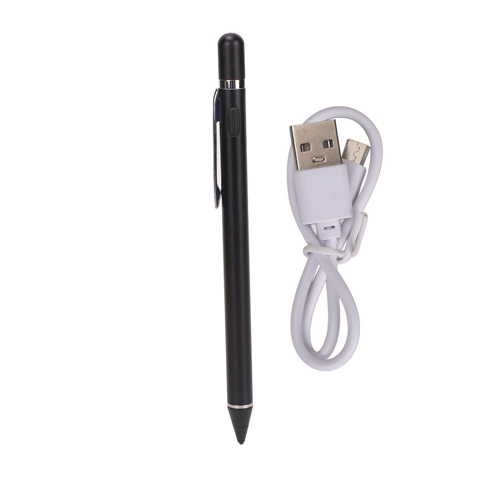 Lápiz óptico, Lápiz Digital Activo de Punta Fina, Fácil de Usar, Portátil para Dibujar (Black)