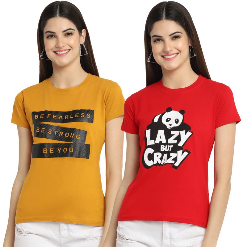 Preneum Round Neck Printed Casual Wommen Tshirt Pack of 2 (SU-28-30)