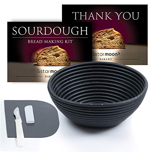 Sourdough Bread Proofing Basket Baking Kit Banneton Proofing Basket, Dough Scraper /Bread Lame Scoring / Slashing Tool, Value Bread Making Tools for Rustic Sourdough Bread (Set of 3)