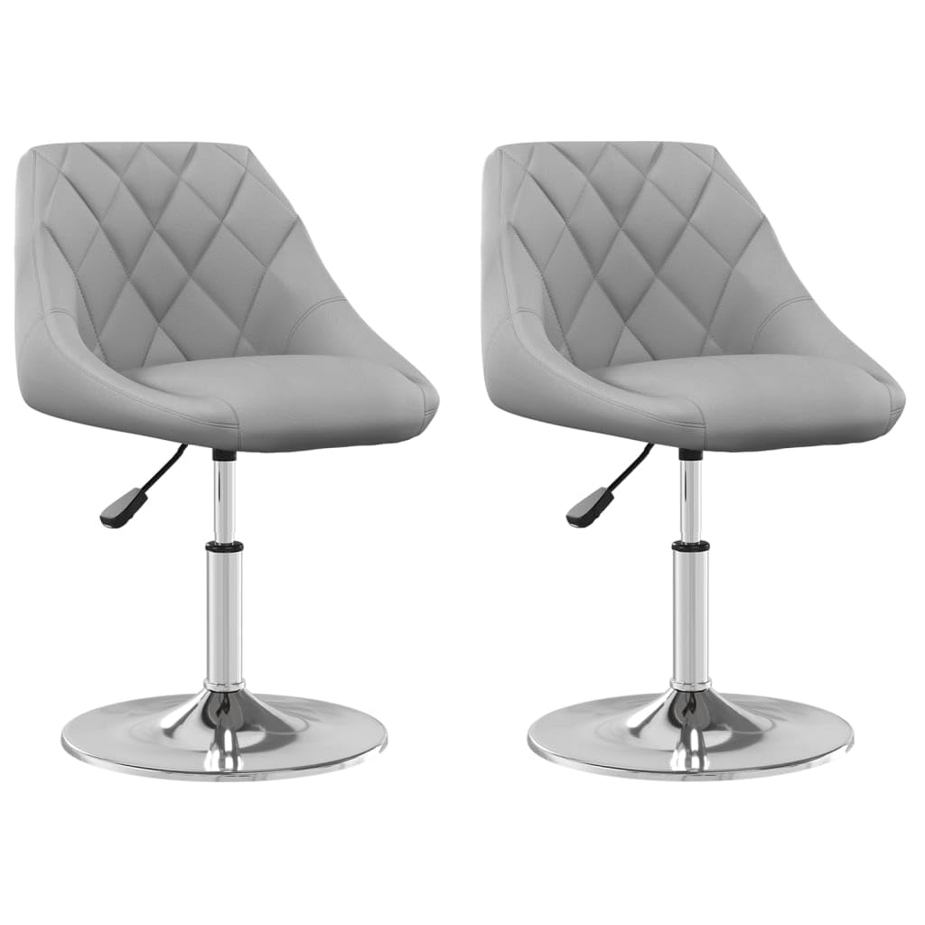 vidaXL Swivel Dining Chairs 2 pcs, Desk Chair for Living Room Home, Computer Chair with Wheels, Swivel Stool Office Seat, Light Grey Velvet