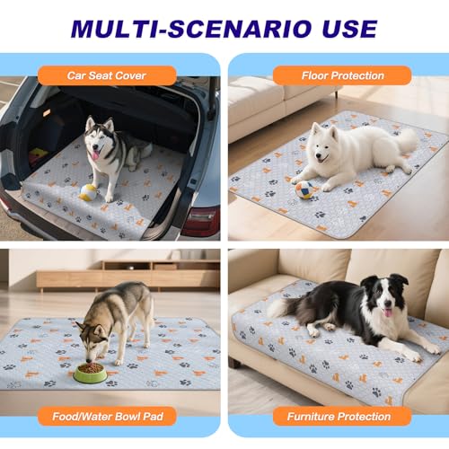 Image of WanpeeGoo Washable Pee Pads for Dogs, 2 Pack Absorbent Reusable Training Dog Pads Pet Puppy Pads, Non-Slip Potty Pads for Whelping, Playpen, Crate, Bed, Orange, 24 inchx36 inch