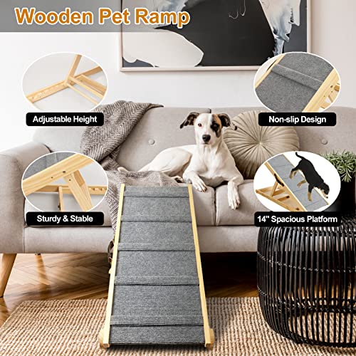 Adjustable Pet Ramp For All Dogs And Cats,42" Long And Adjustable From 14” To 26” With Paw Traction Mat Dog Car Ramps For Suv, Bed, Couch-Great For Small And Older Animals #TOP1