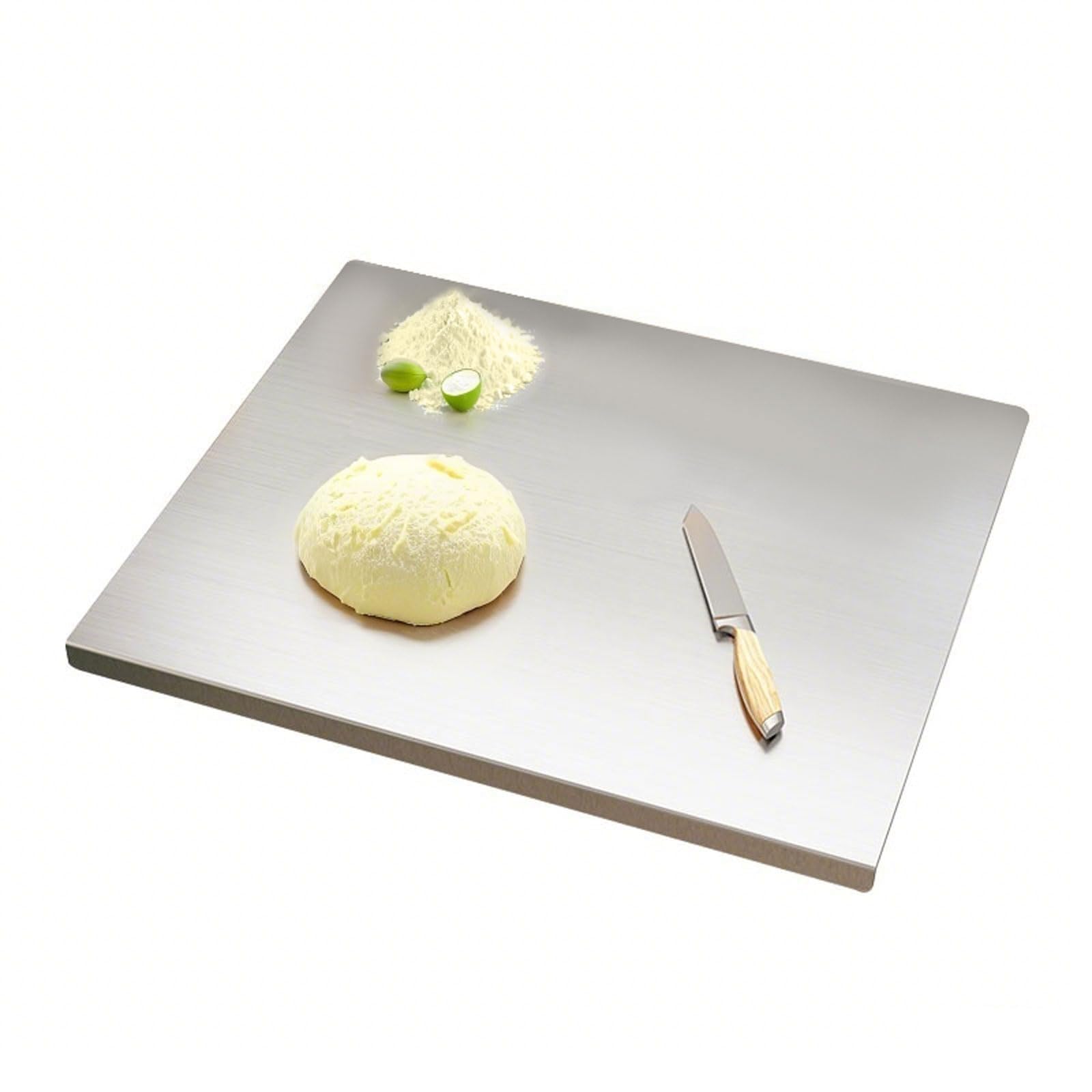 L-förmiges Schneidebrett aus 304 Edelstahl, rutschfest, Schneidebrett aus Edelstahl, strapazierfähig, für Fleisch, Käse, Gemüse, Obst, leicht zu reinigen (50 x 80 cm)