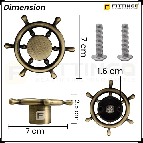 Image of Ship Wheel Design Knob for Drawer /Door Knob /Drawer Knobs /Decorative Knobs and Pulls /Zinc Alloy (Antique Finish) Pack of 6-| 3 Years Warranty |