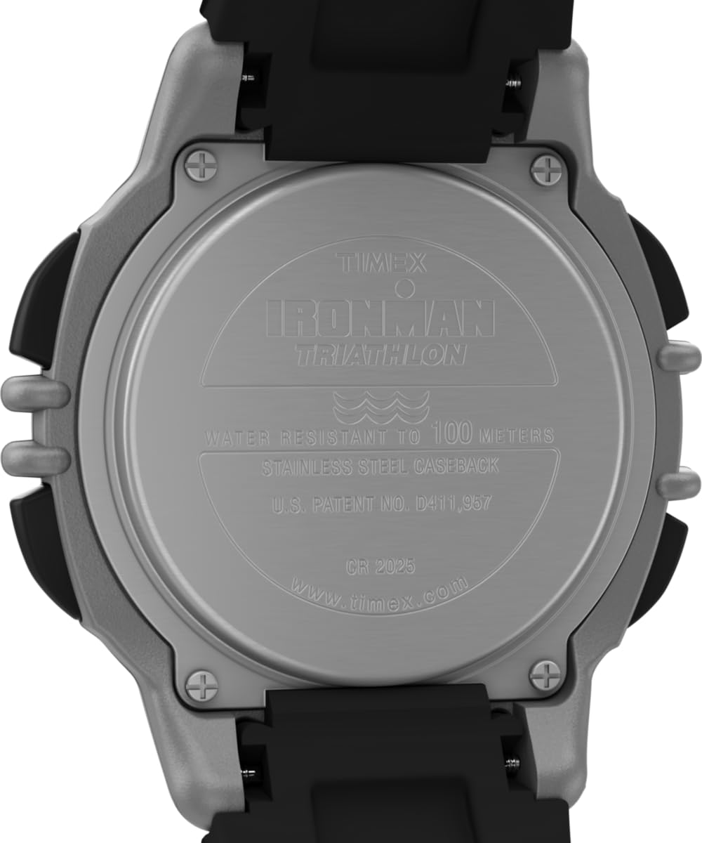 Timex TW5M63200 Ironman Flix 100 Lap Herren-Armbanduhr, 42 mm, schwarzes PU-Armband mit Digitalanzeige