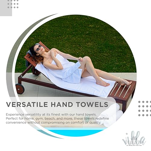 Image of 100% Cotton Hand Towel Set of 2, (16 x 28 inches) Sustainable, Soft, Highly Absorbent, Quick Drying, Combed Cotton Hand Towels Pack of 2 Ideal for Hotels, Spa, Bathroom, Dorm, White