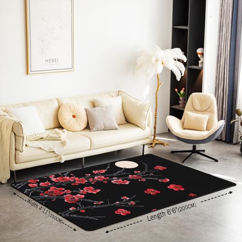 Tapete decorativo jejeloiu 100x150 cm 3x5 negro rojo miniatura 2