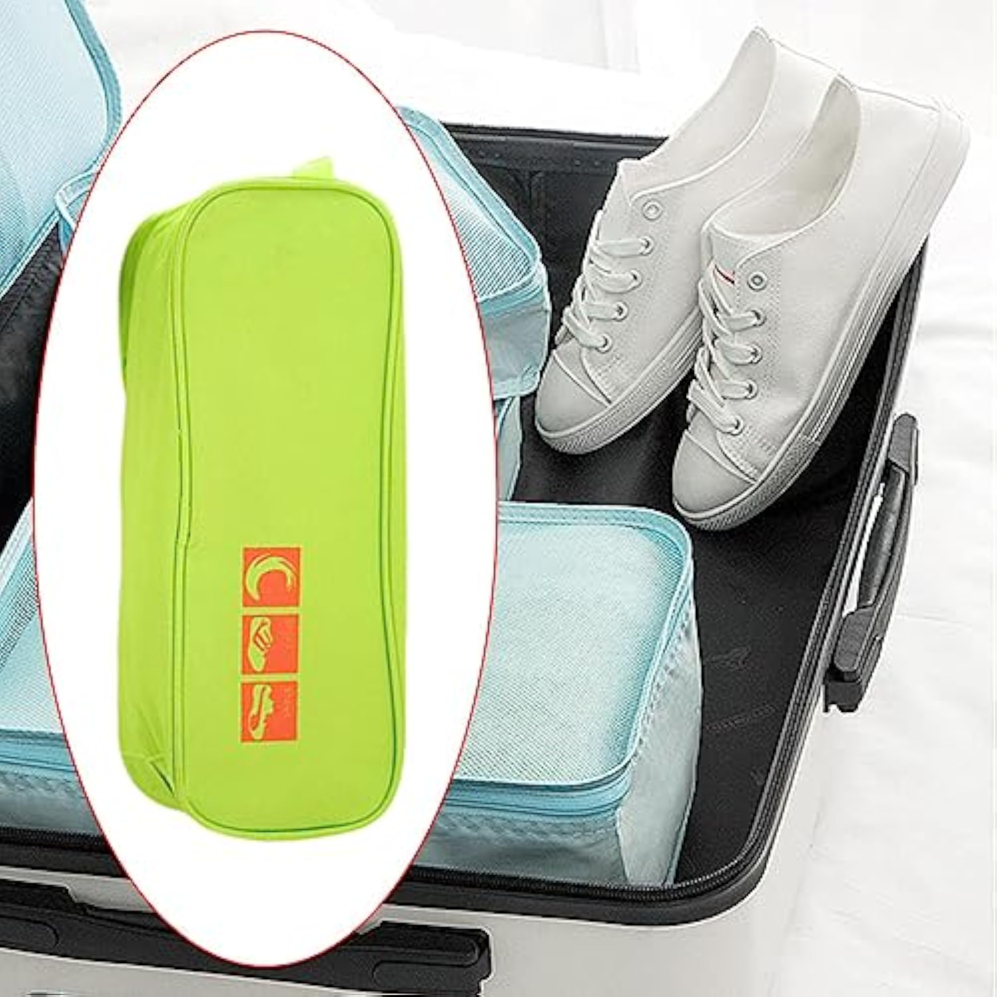 Travel Oxford Fabric Zipper Shoe Pouch, Green