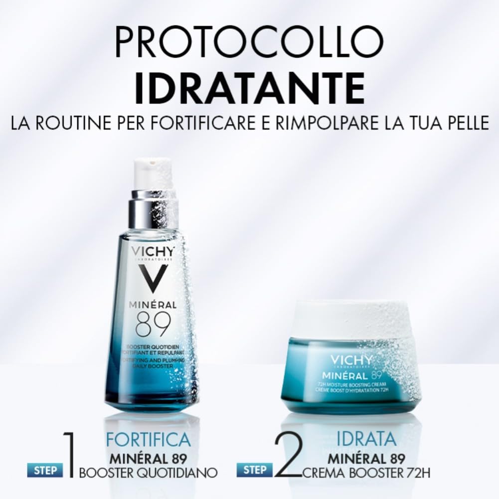 Vichy Minéral 89 Cofanetto Regalo Boost Idratazione, Siero Booster e Crema Idratante, Per Tutti i Tipi di Pelle, Azione Fortificante e Rimpolpante, Pelle Tonica e Levigata, 50 ml + 15 ml