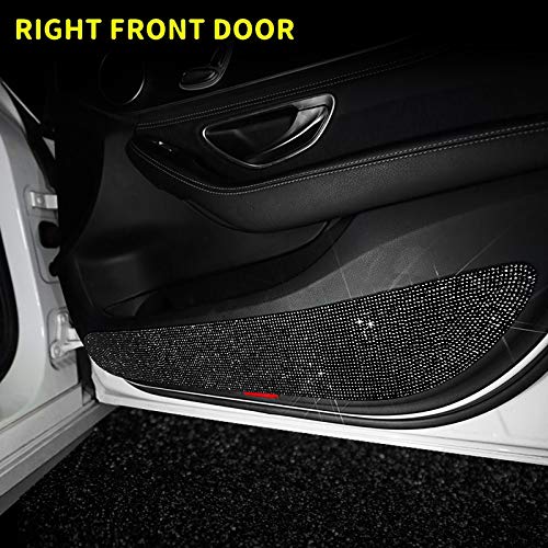 Image of Bling Car Anti-Kick Pad Crystal Protective Pad Universal Anti-Kick Dirty Stickers Anti-Collision Stickers, 4 Pack (2 Pack for Front Door and 2 Pack for Back Seat Door), Black