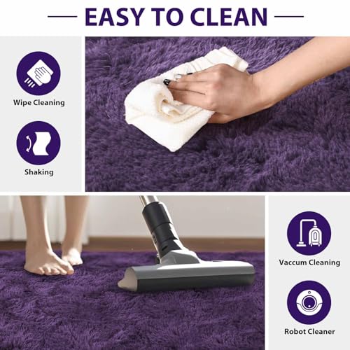 Tapete suave morado 3x5 pies moderno interior felpudo miniatura 5