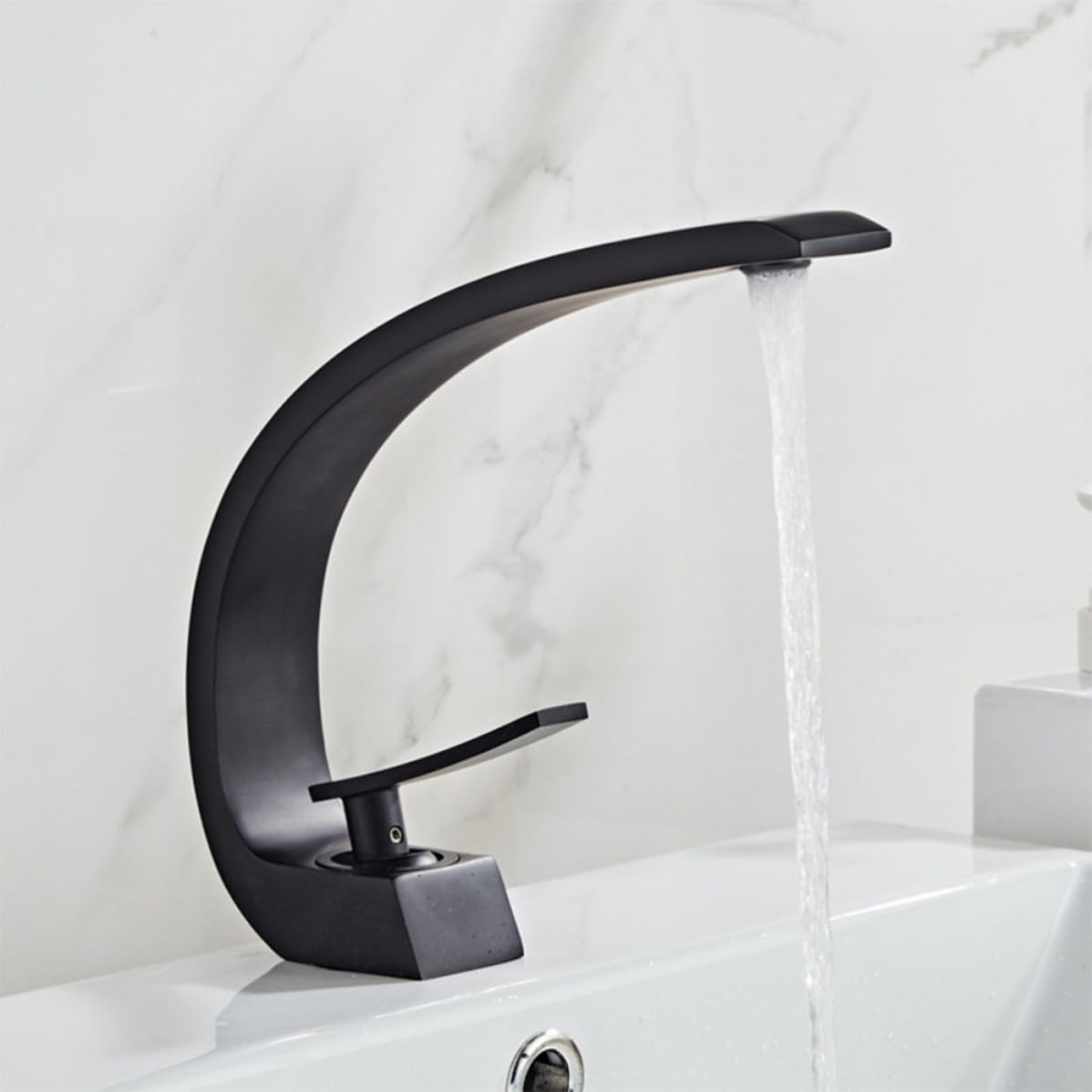 Rubinetto Monoforo in Rame Nero per Lavabo Bagno, con 60 CM