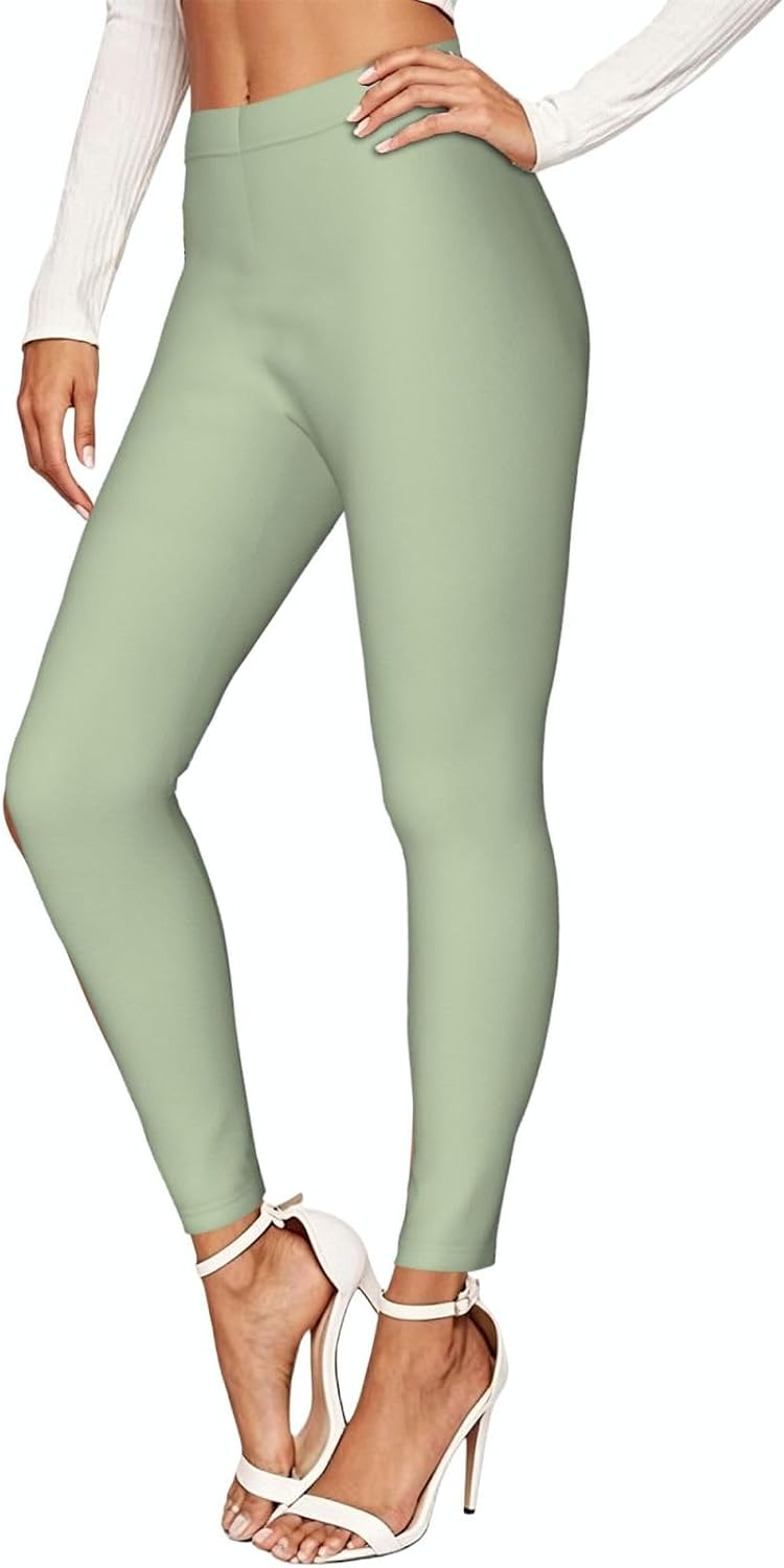 Celadon Stretch Leggings,Opaque Printed Elasticity Pants for Workout | Tummy control,Comfortable and breathable,Not tie your legs tightly