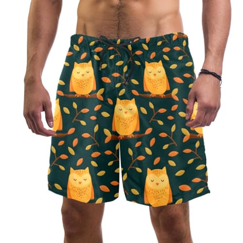 Swim shorts homme à séchage rapide jaune imprimé feuilles