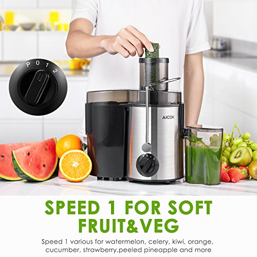 Juicer Centrifugal Juicer Machine Wide 3” Feed Chute Juice Extractor Easy to Clean, Fruit Juicer with Pulse Function and Multi Speed control, Anti-drip , Stainless Steel BPA-Free