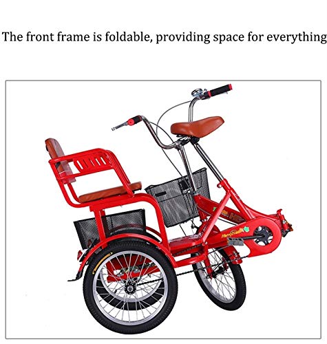 Faltbares Dreirad für Erwachsene Trike Cruise Bike 16-Zoll-Dreirad mit großem Korb und Rücksitz für Männer und Frauen, Freizeit, Einkaufen, Übung, Rot – Bild 7