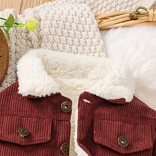 Baby Boys Girls Corduroy Trucker Jacket Kids Toddler Sherpa Lined Top Lapel Button Down Thicked Warm Coat Winter Outerwear?Jacket-3,12-18 Months? #TOP3