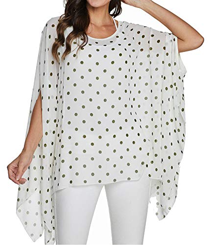 Oukin, blusa ampia da donna in chiffon trasparente...