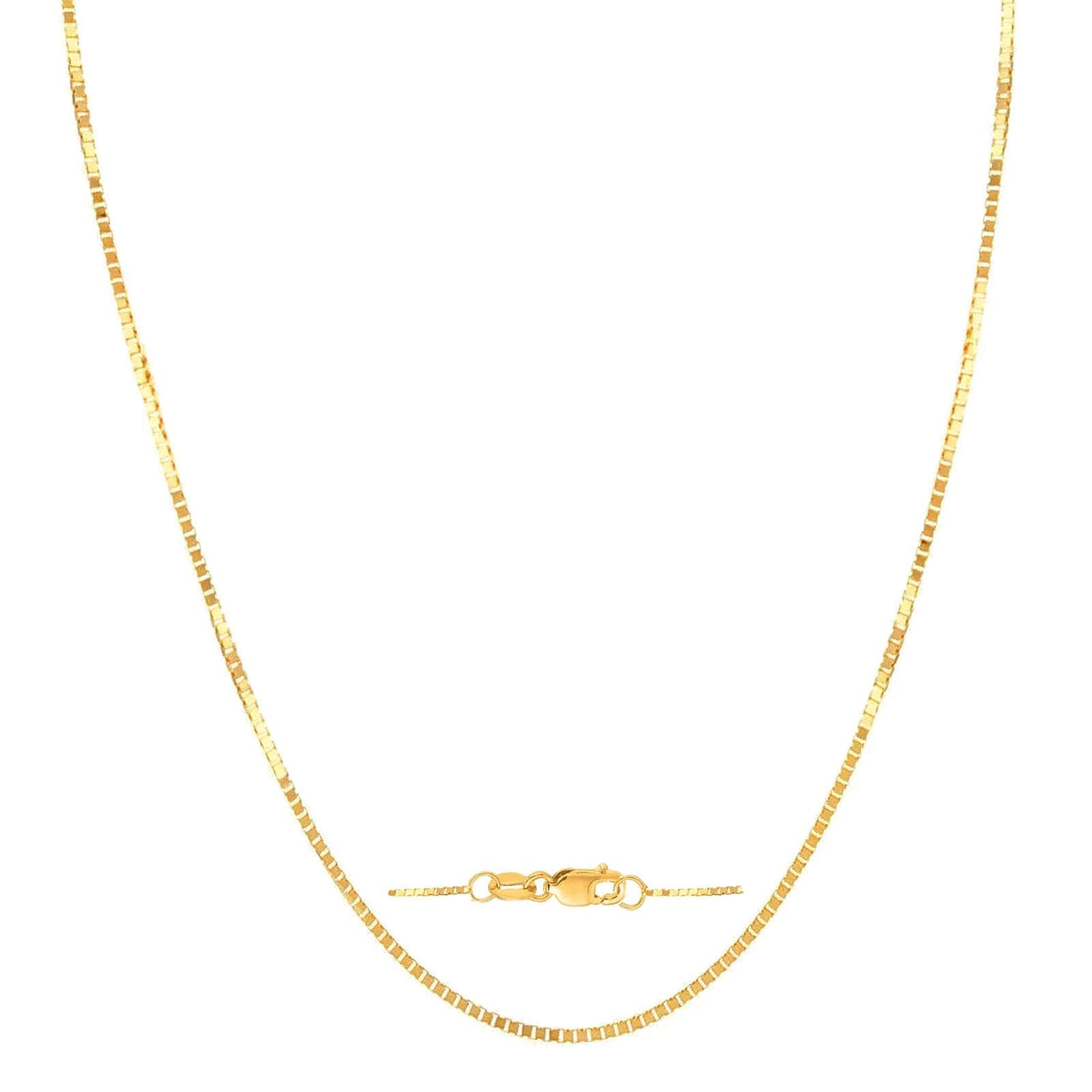14K Yellow/White/Rose Gold Box Chain Necklace for Women and Men 14K Solid Gold Necklace with lobster clasp