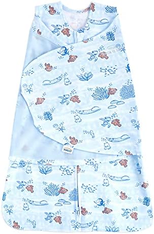 HALO Disney Baby Finding Nemo 100% Cotton Sleepsack Swaddle, 3-Way Adjustable Wearable Blanket, Nemo Tie Dye, Newborn, 0-3 Months
