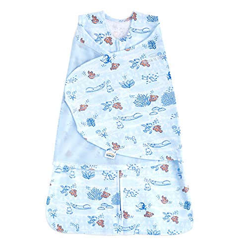 HALO Disney Baby 100% algodón, manta ajustable de 3 vías, teñido de corbata Nemo, pequeño, 3-6 meses