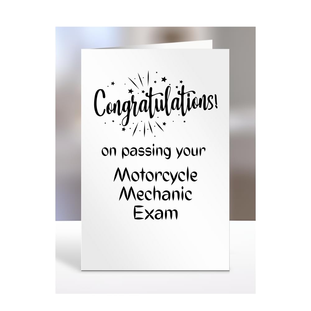 Congratulations on passing your Motorcycle Mechanic exam card, gifts for men, women, friend, colleague, boss, manager, presents for christmas, A5-244b_244